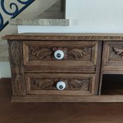 Antique carved oak desk.