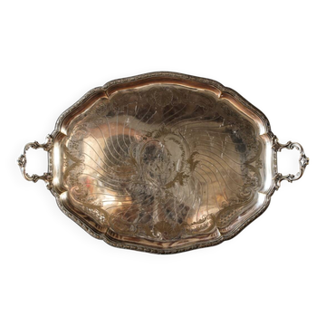 Large silver-plated serving tray, late 19th century.