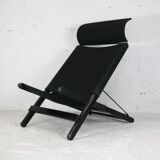 Armchair by Tord Bjorklund, black wood, steel and canvas. Ed. Ikéa, circa 1990.