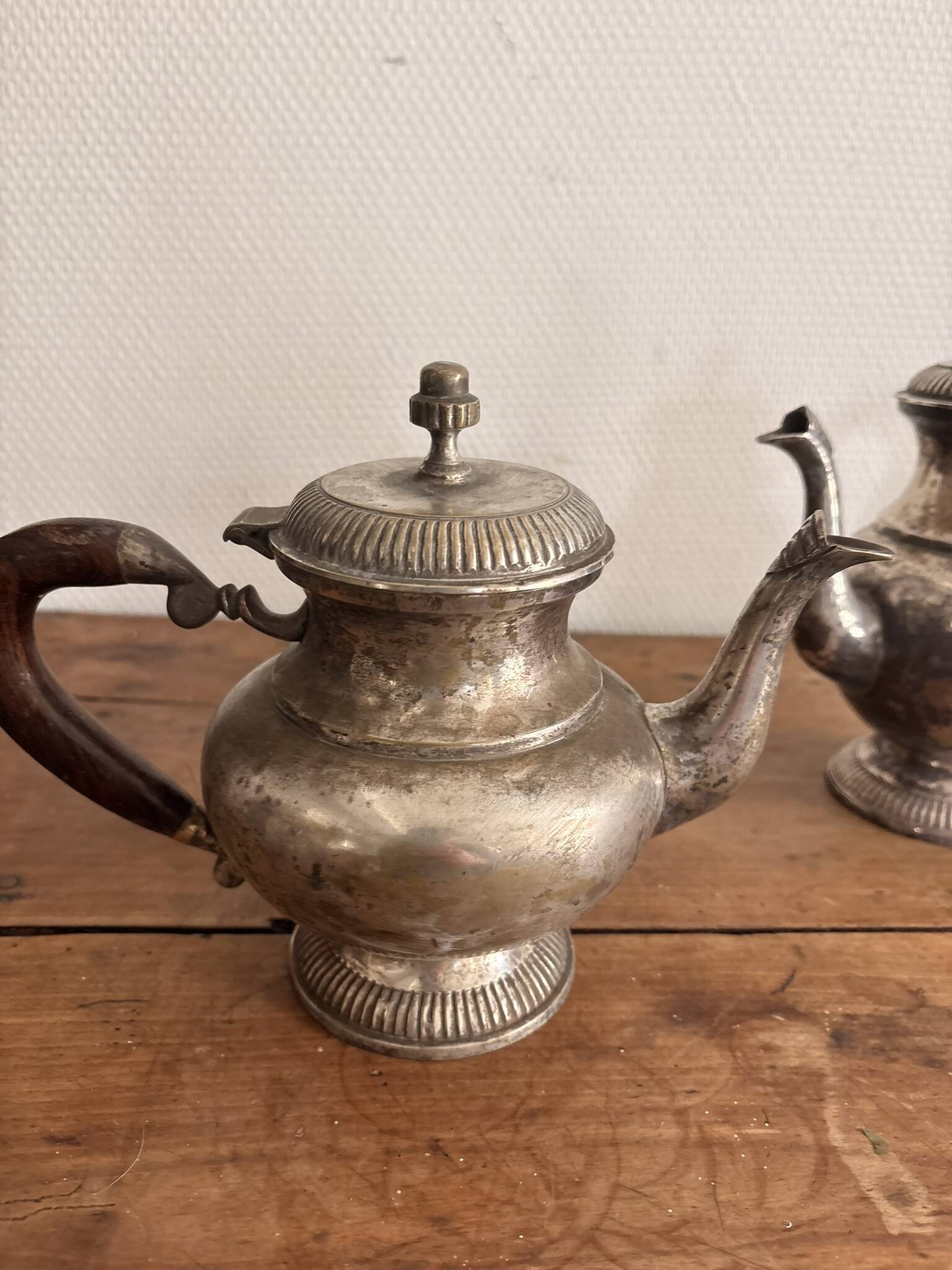 Antique Coffee Pot Teapot Louis XV Silver-Plated Metal 20th Century Coffee Set
