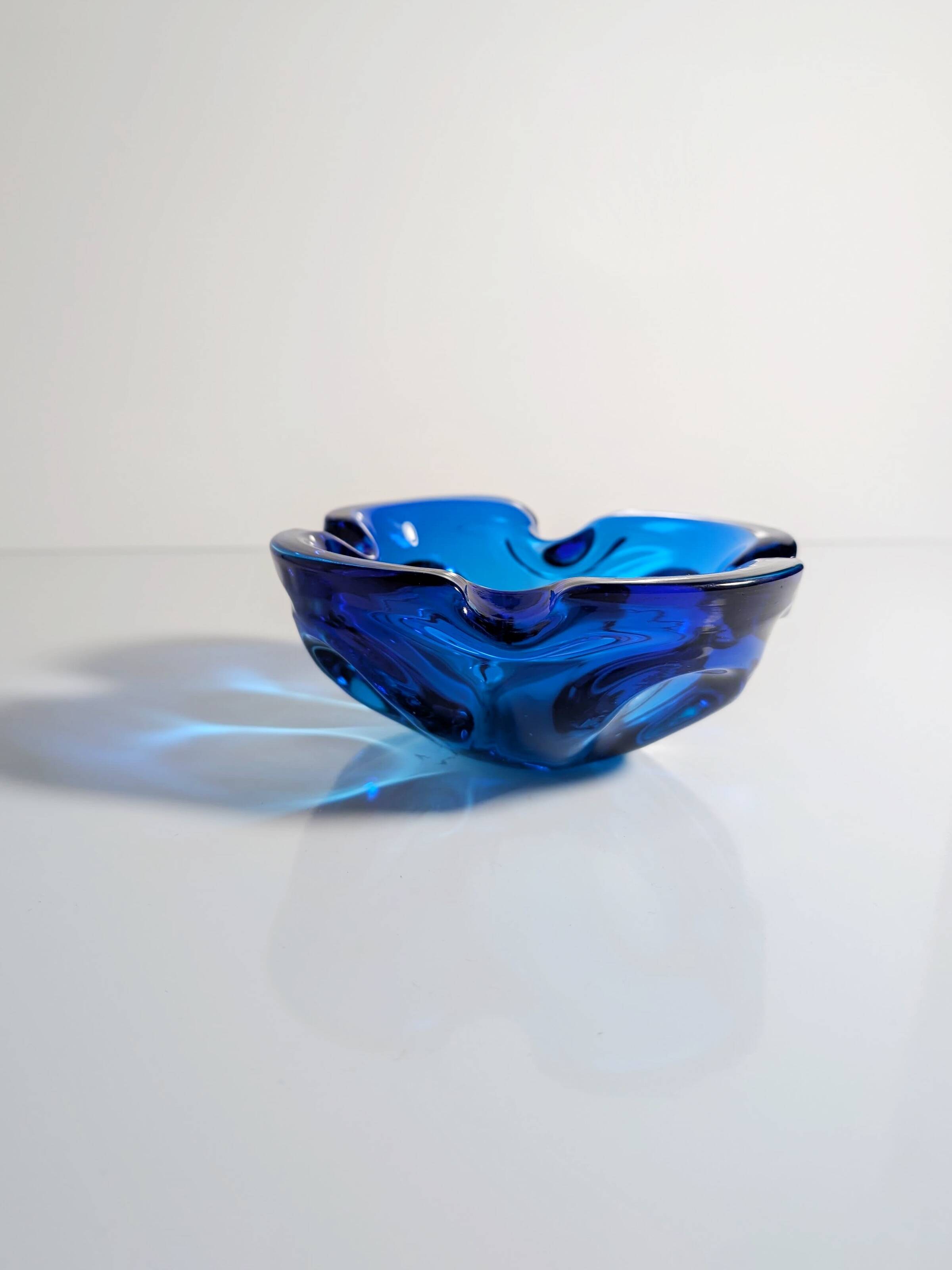 Bohemian bowl / ashtray glass CZ Blue