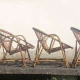 Rattan armchairs bamboo wicker vintage 60s