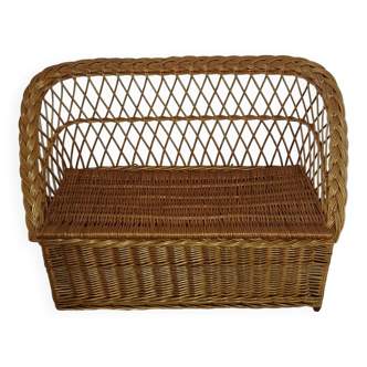 Vintage wicker chest bench for children