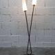 Arlus floor lamp with tripod base and 2 ribbed glass lamps 1950