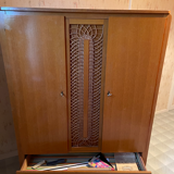 Scandinavian style wardrobe wood and rattan vintage 60s