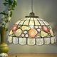 Vintage mother-of-pearl and brass pendant lampshade with fruit decorations