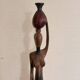 Sculpture Water Carrier Carved Exotic African Wood Curio Art Makonde