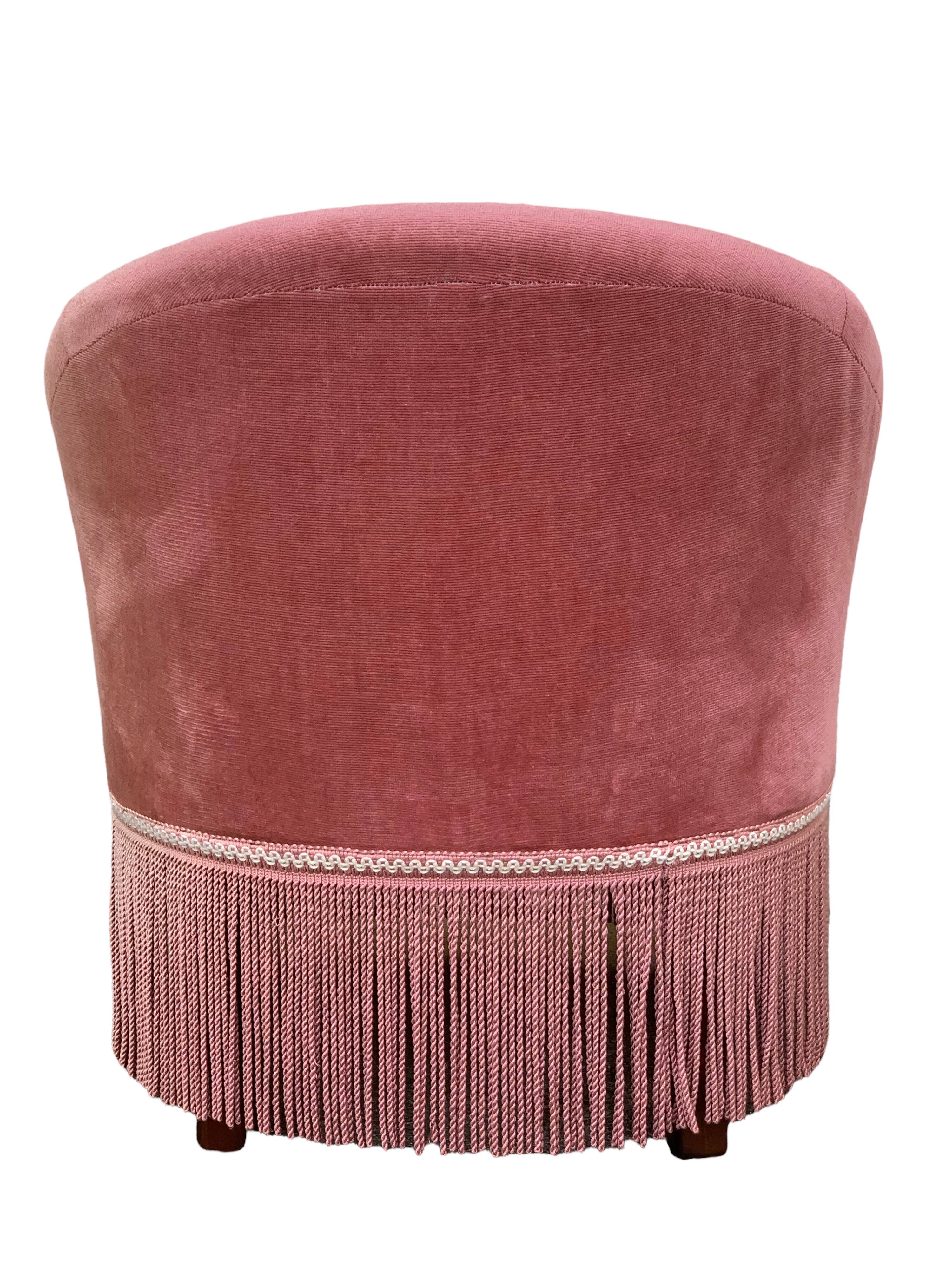 Pink velvet toad armchair 1970