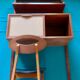 Wall shelving system and teak writing box. of Poul Cadovius. Denmark 1960