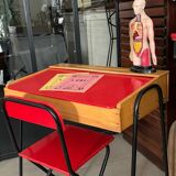Vintage red children's desk and chair set