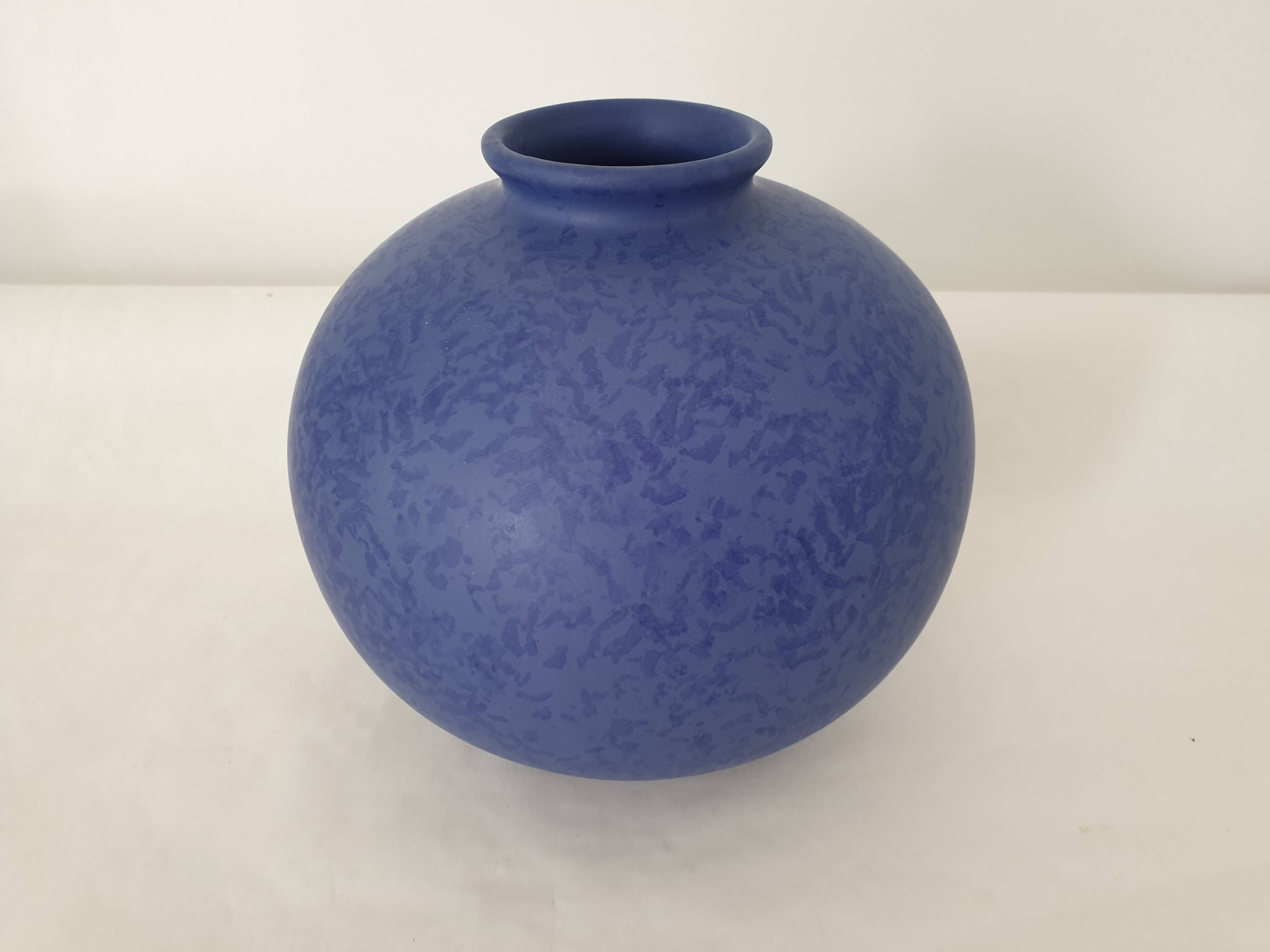 Blue ceramic ball vase diameter 19cm