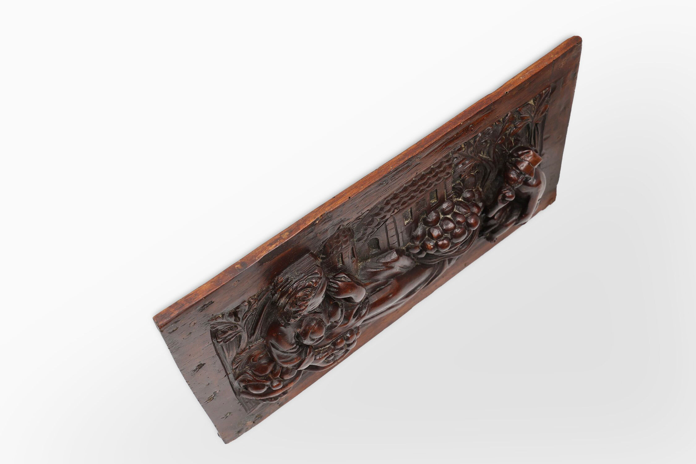 Gothic Hand Sculpted Panel in Oak, Belgium, 17th Century
