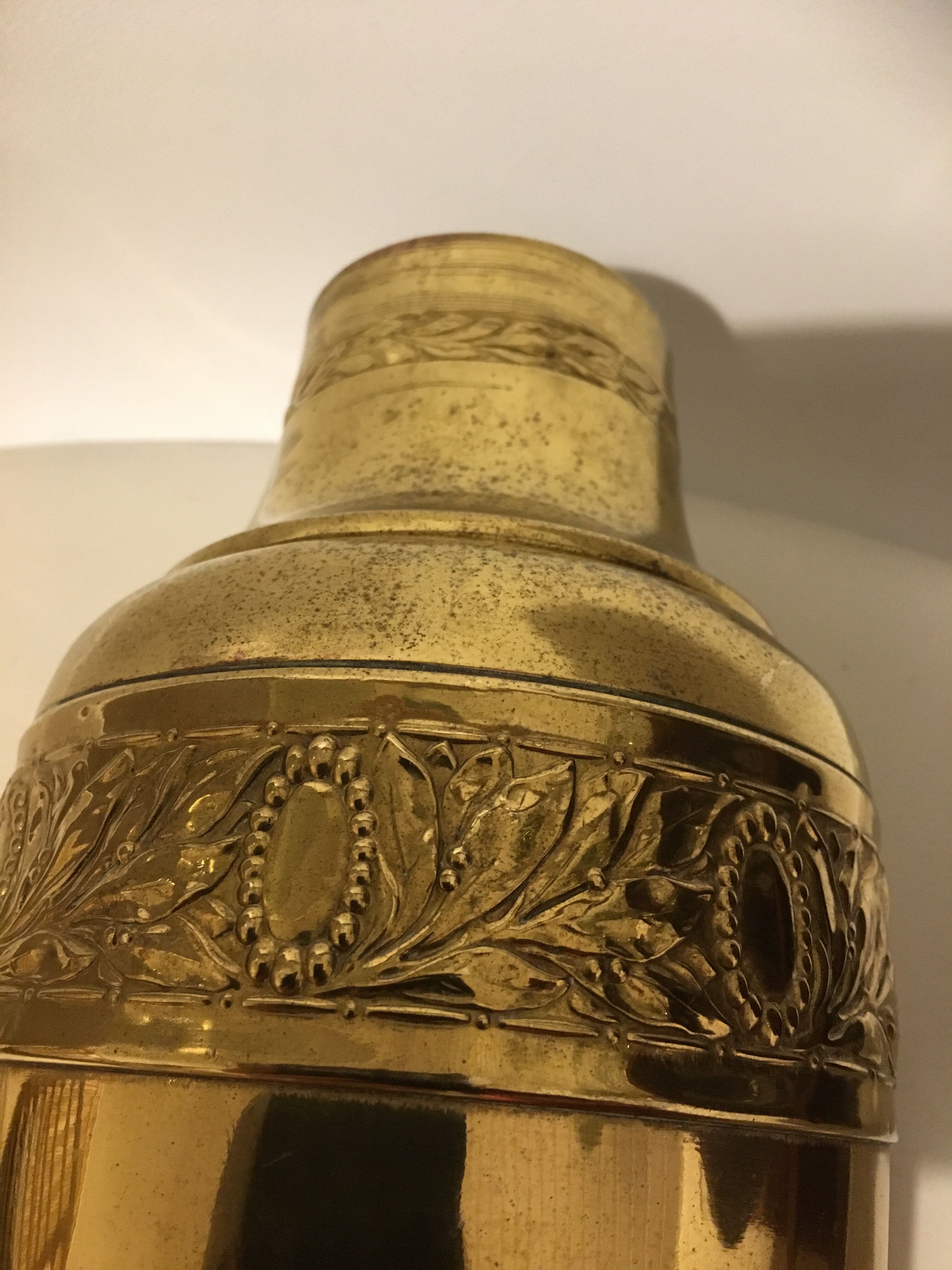 Yellow copper vase signed gbn art deco