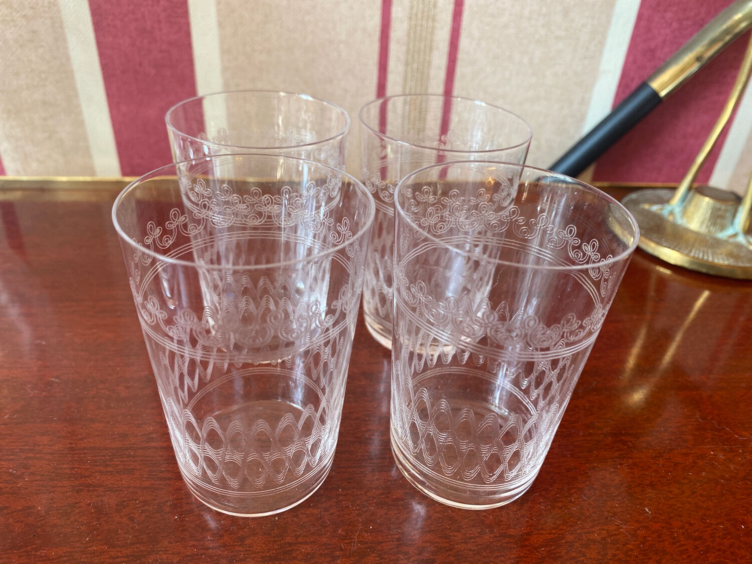 9 glasses baptism crystal engraved