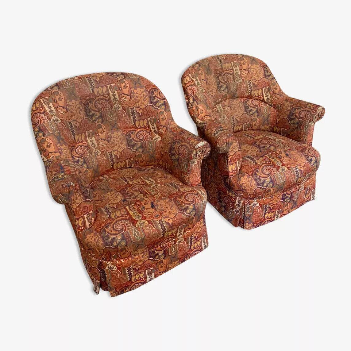 Pair of Napoleon III period toad armchairs