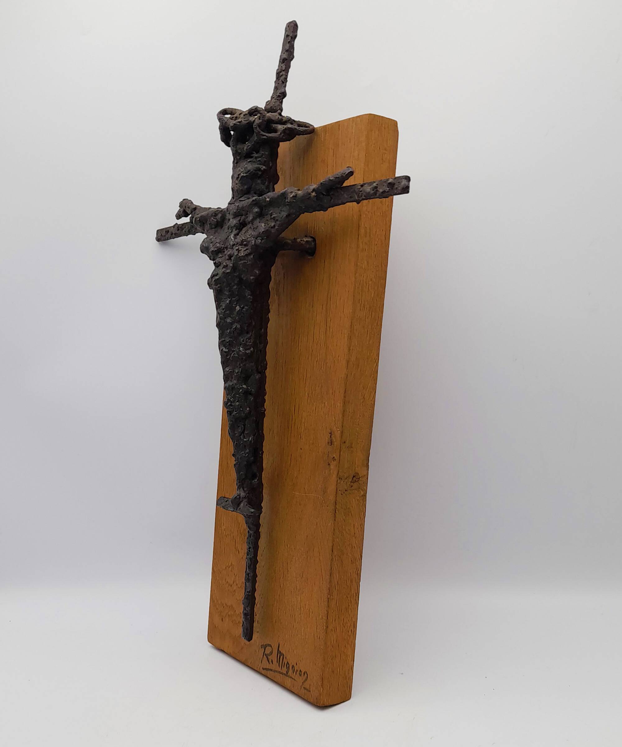 Brutalist sculpture, crucifix by René Mignion, France, 1967
