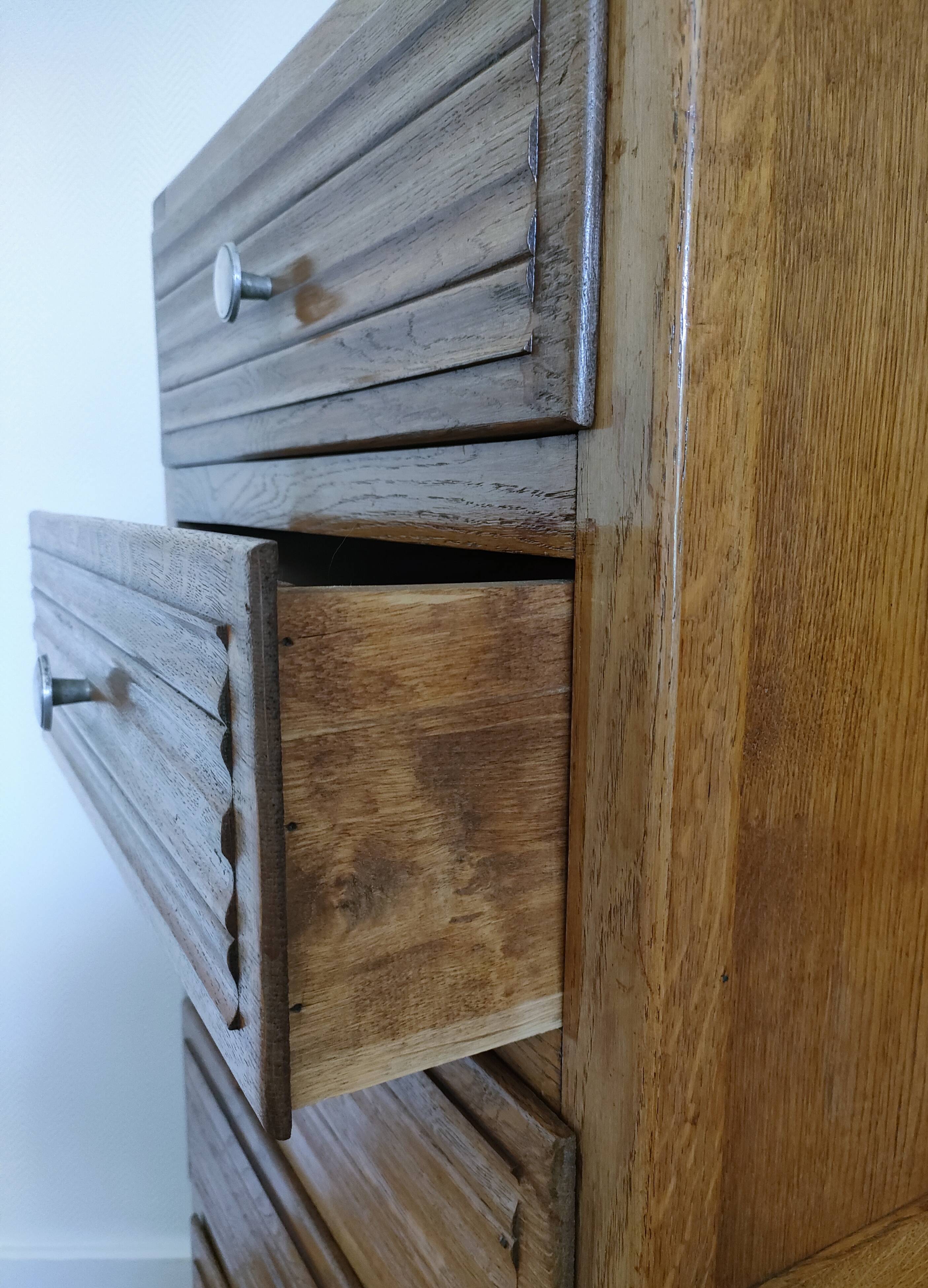 chest of drawers oak five drawers 1950s