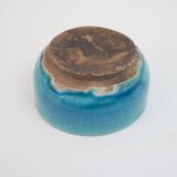 blue ceramic bowl with crackled enamel