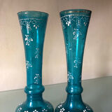 Pair of enamelled glass vases
