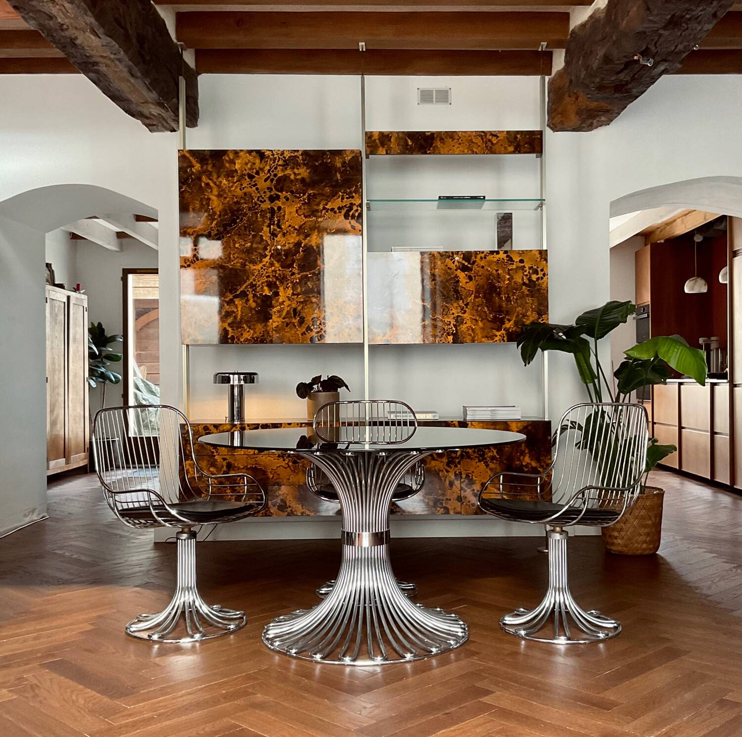 Vintage 1970s gastone rinaldi table and 4 chairs