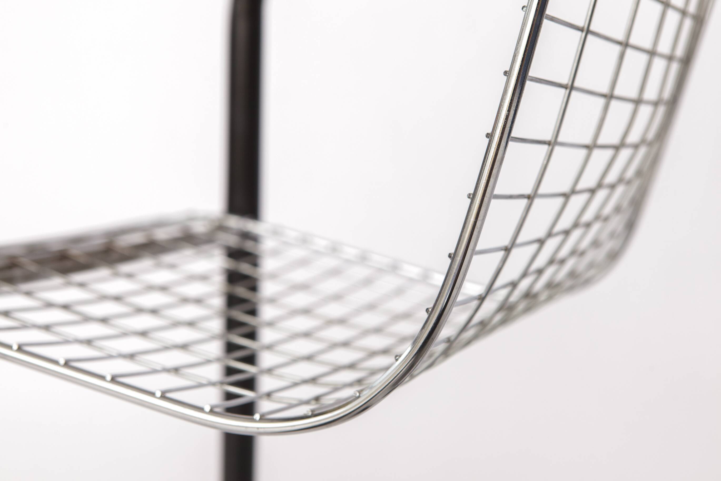 Pair of Vintage Metal Armchairs – Chrome Wire Mesh – Italy 1980s