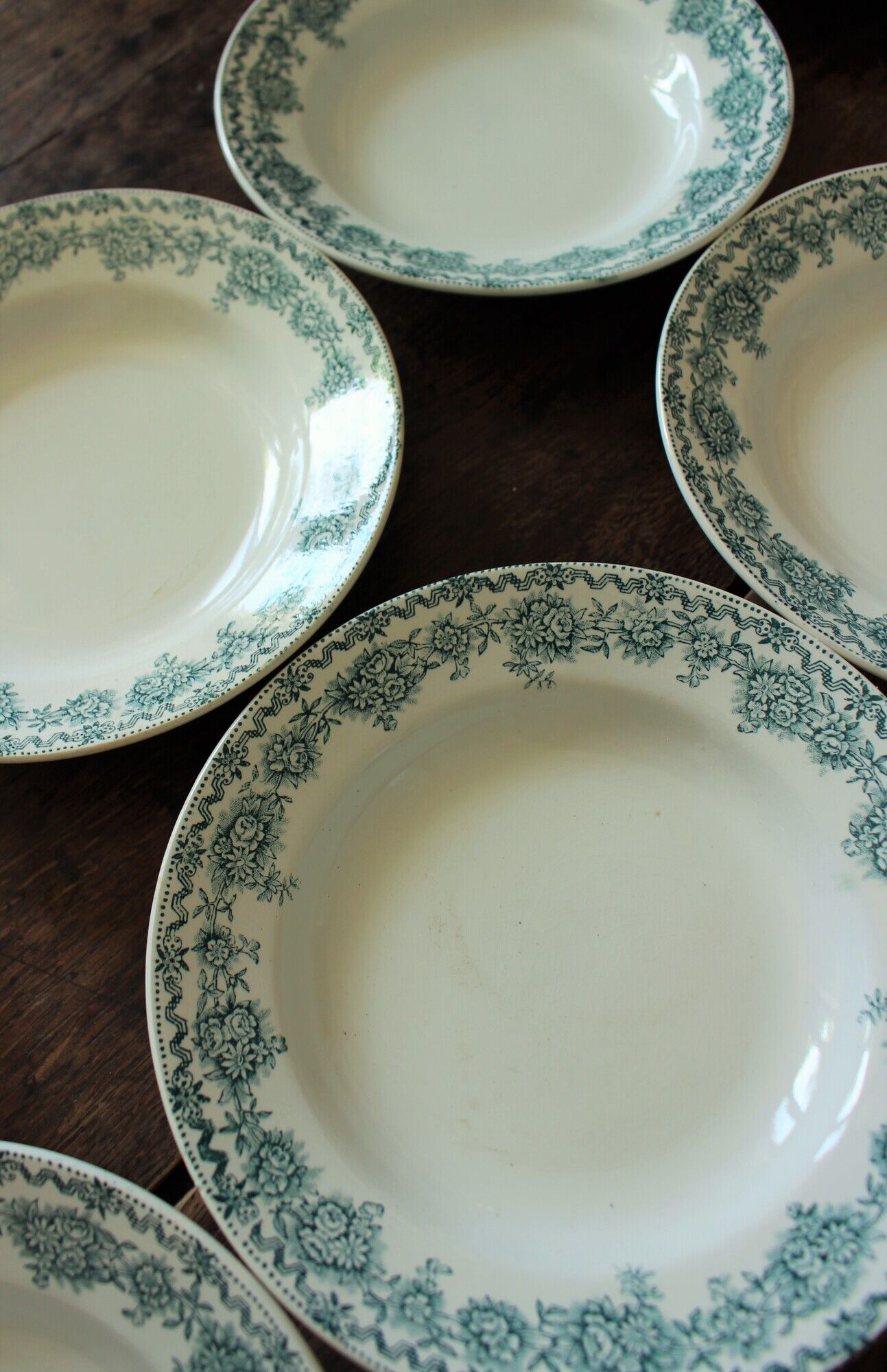 Lot 8 hollow plates Terre de Fert vert Fleurs Argenton Saint Amand