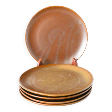 Lot de 5 assiettes à dessert en grès, 1970