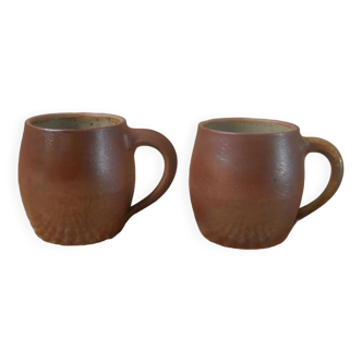 Vintage stoneware ceramic mugs handcrafted Scandinavian country decoration tea cups