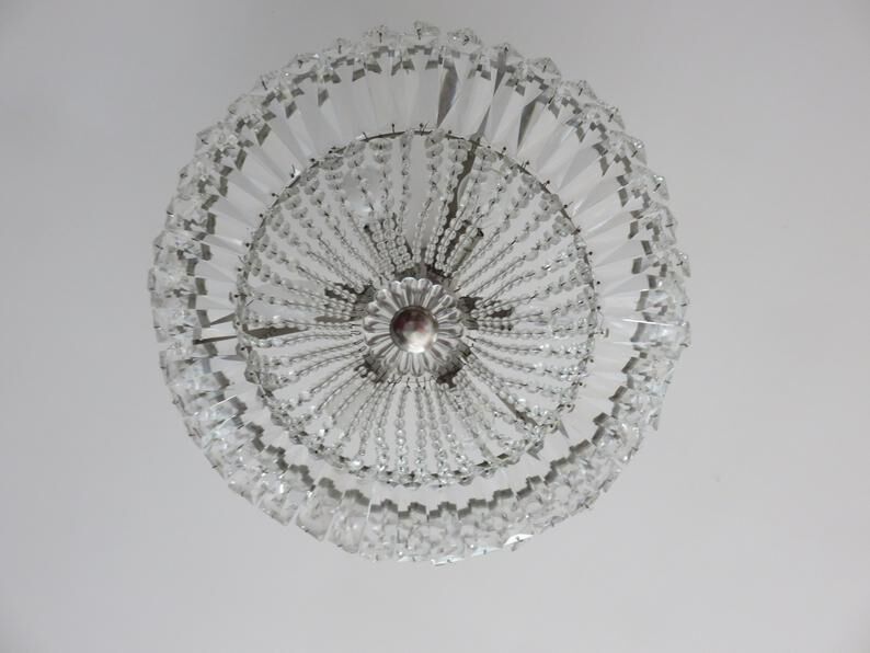 Lustre "Palwa" 6 fires in nickel brass and 60s crystal