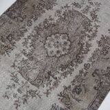 4x7 Gray & Brown Turkish Vintage Rug 114x214Cm SK 4869