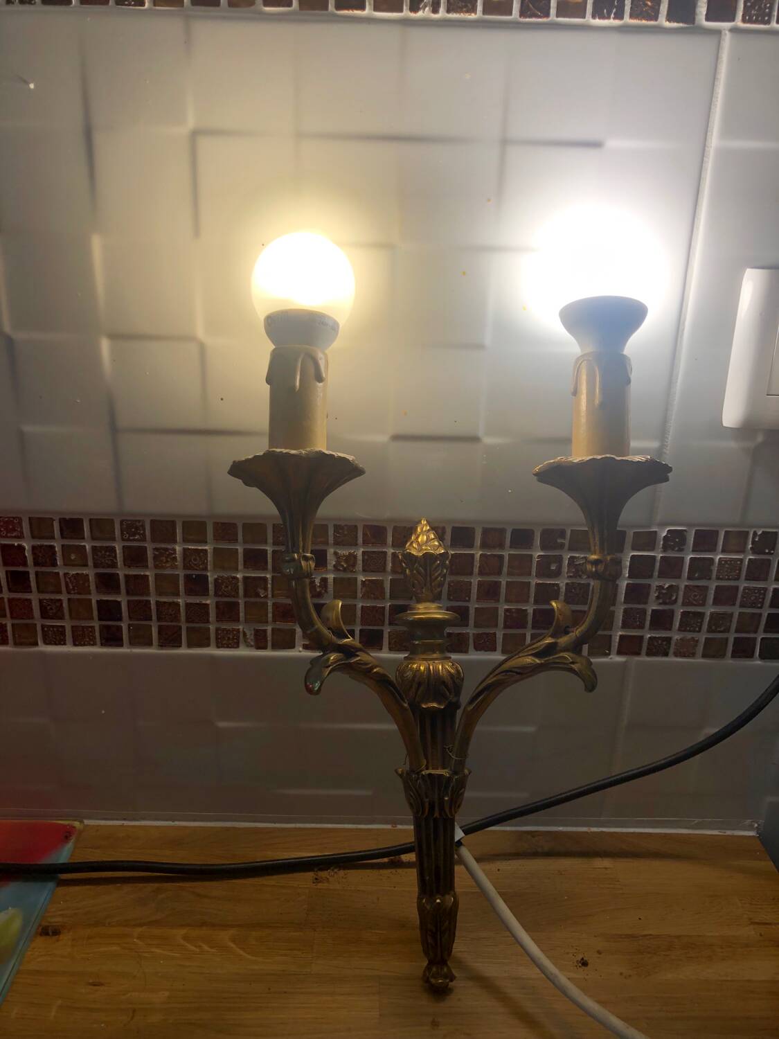 Pair of Louis XVI style bronze wall lights