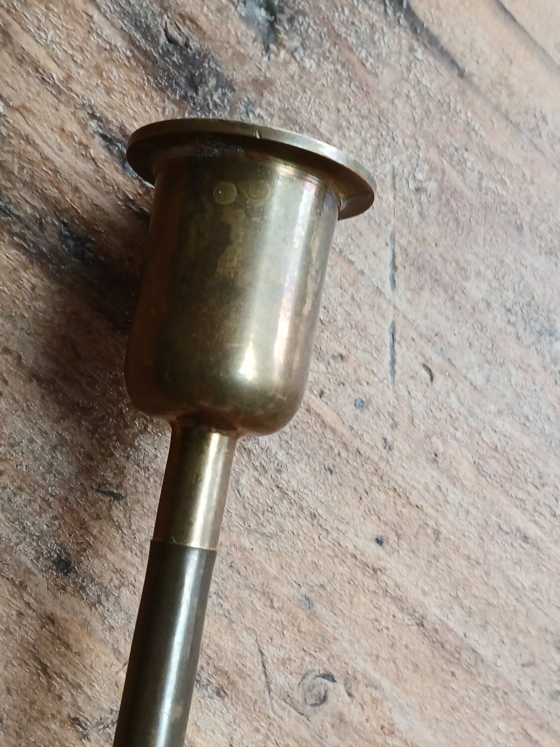 Brass candle holder, straight shape