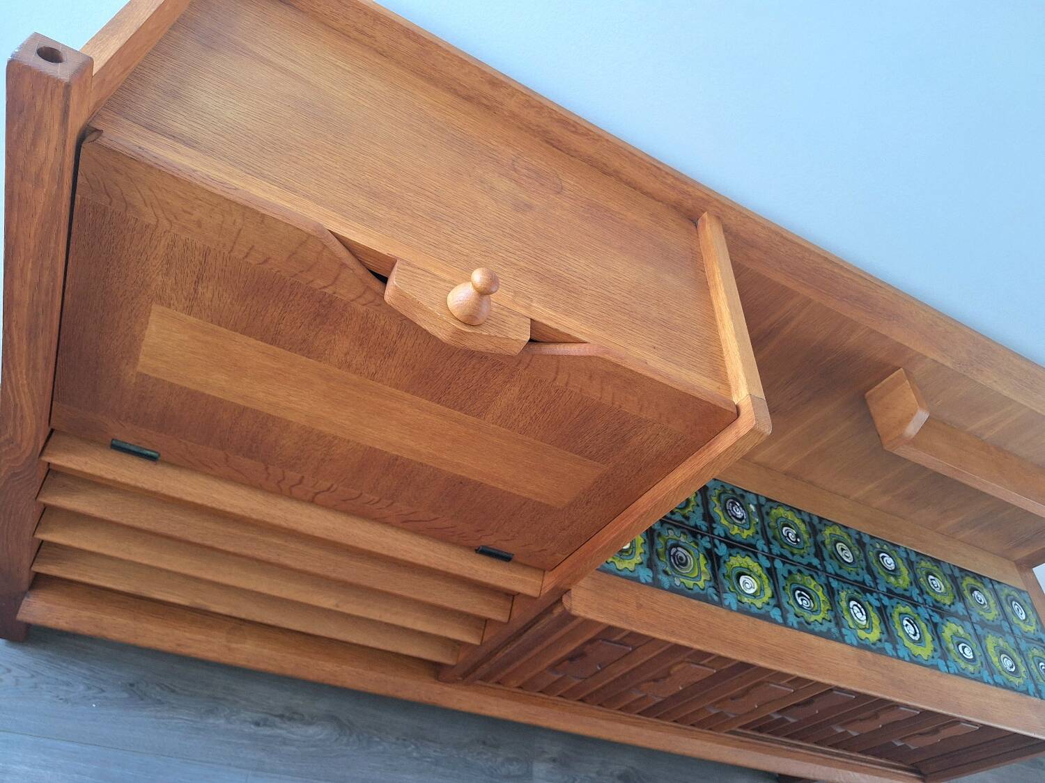 Guillerme et Chambron high sideboard, bar buffet, vintage secretary