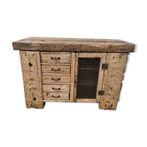 Old established a door and five drawers raw wood