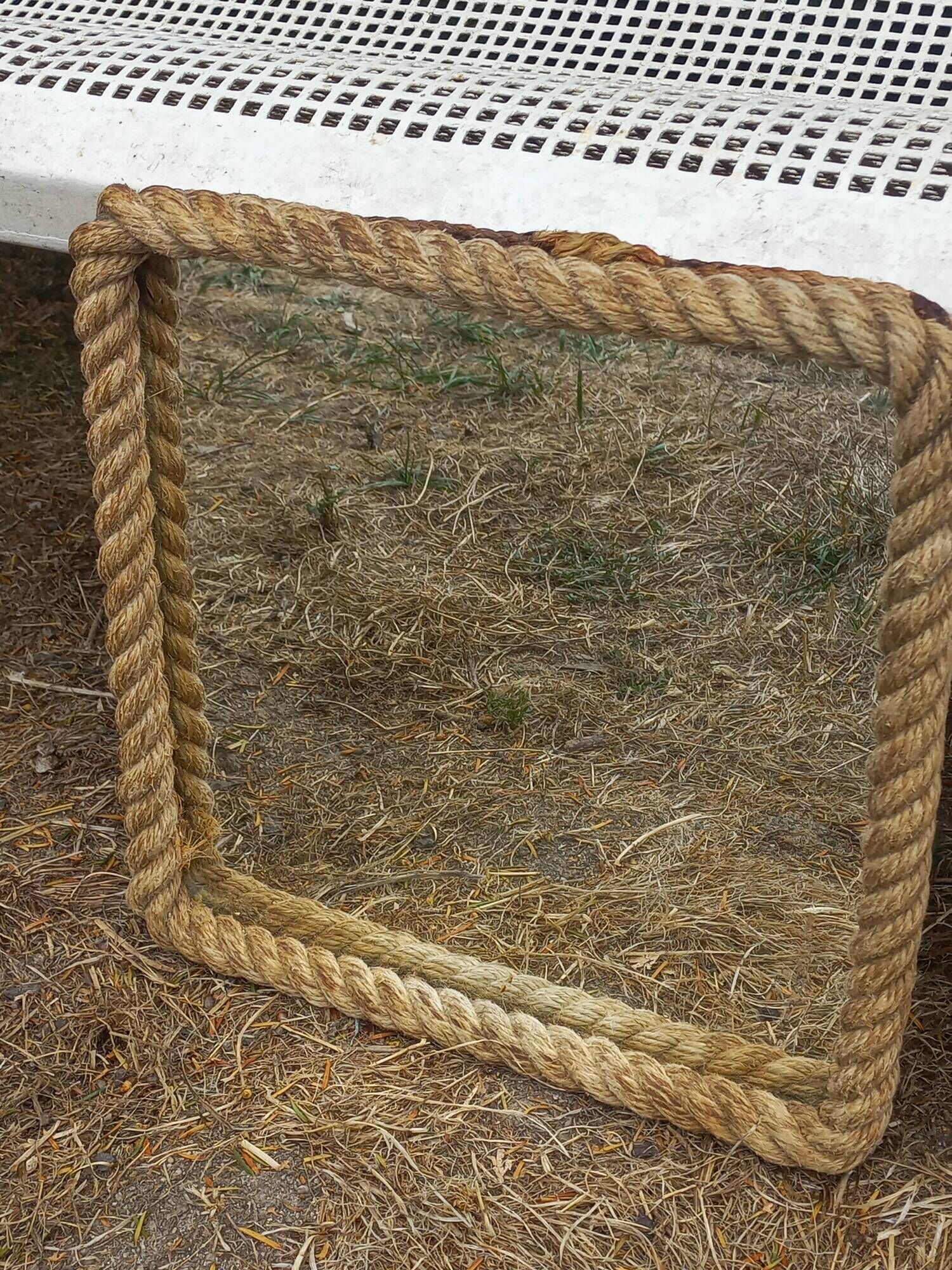 Set of 2 Audoux and Minet mirrors with rope from the 1950s.