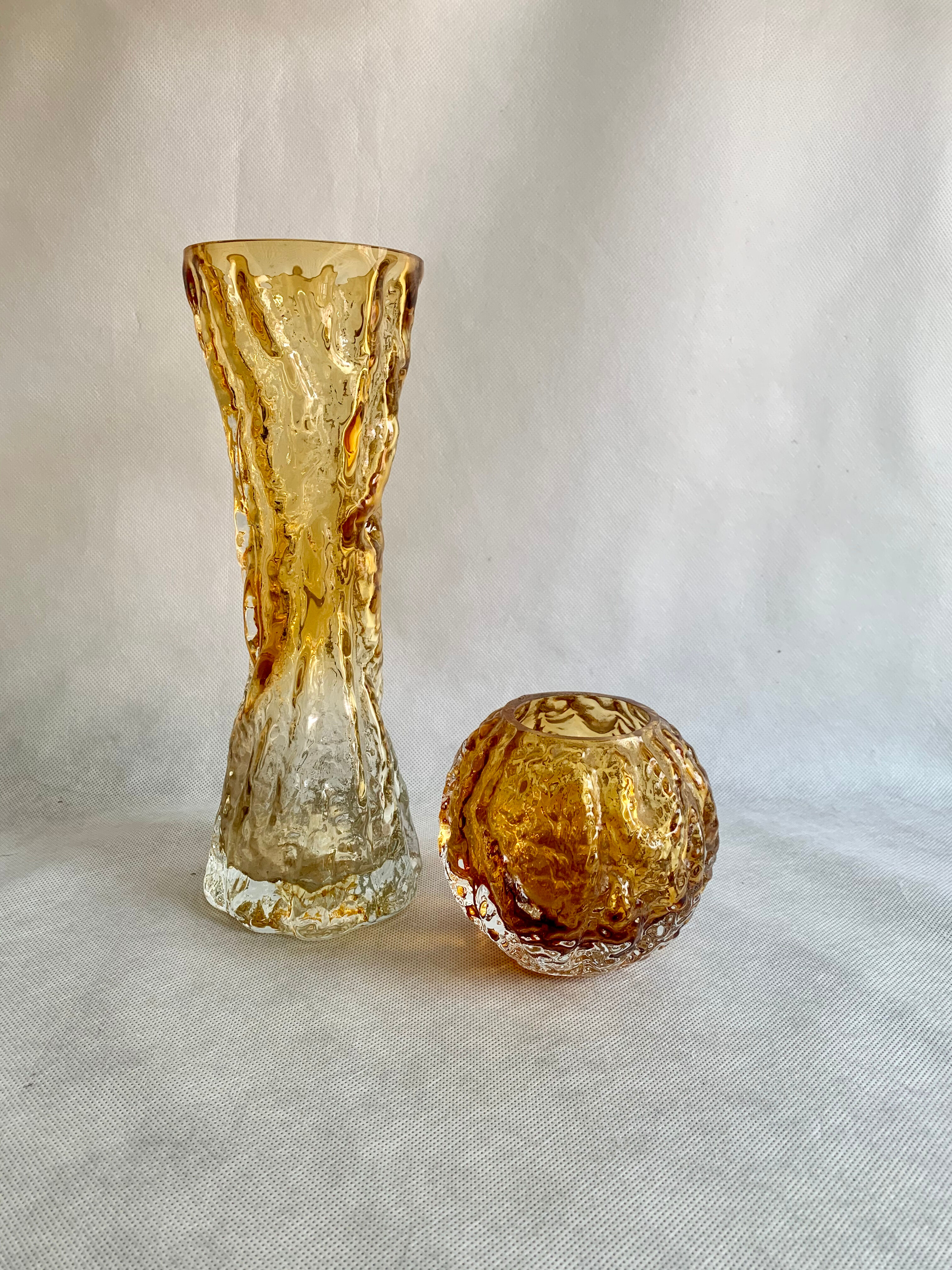 Set of amber vases Oberglass, Austria, 1970s