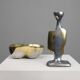 Candleholder and Bowl by David Marshall in Aluminum and Brass, UK 1970s