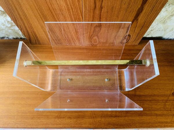 Porte-revues en plexiglas & laiton par David Lange,  1970´s