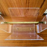 Plexiglas & brass magazine rack by David Lange, 1970s