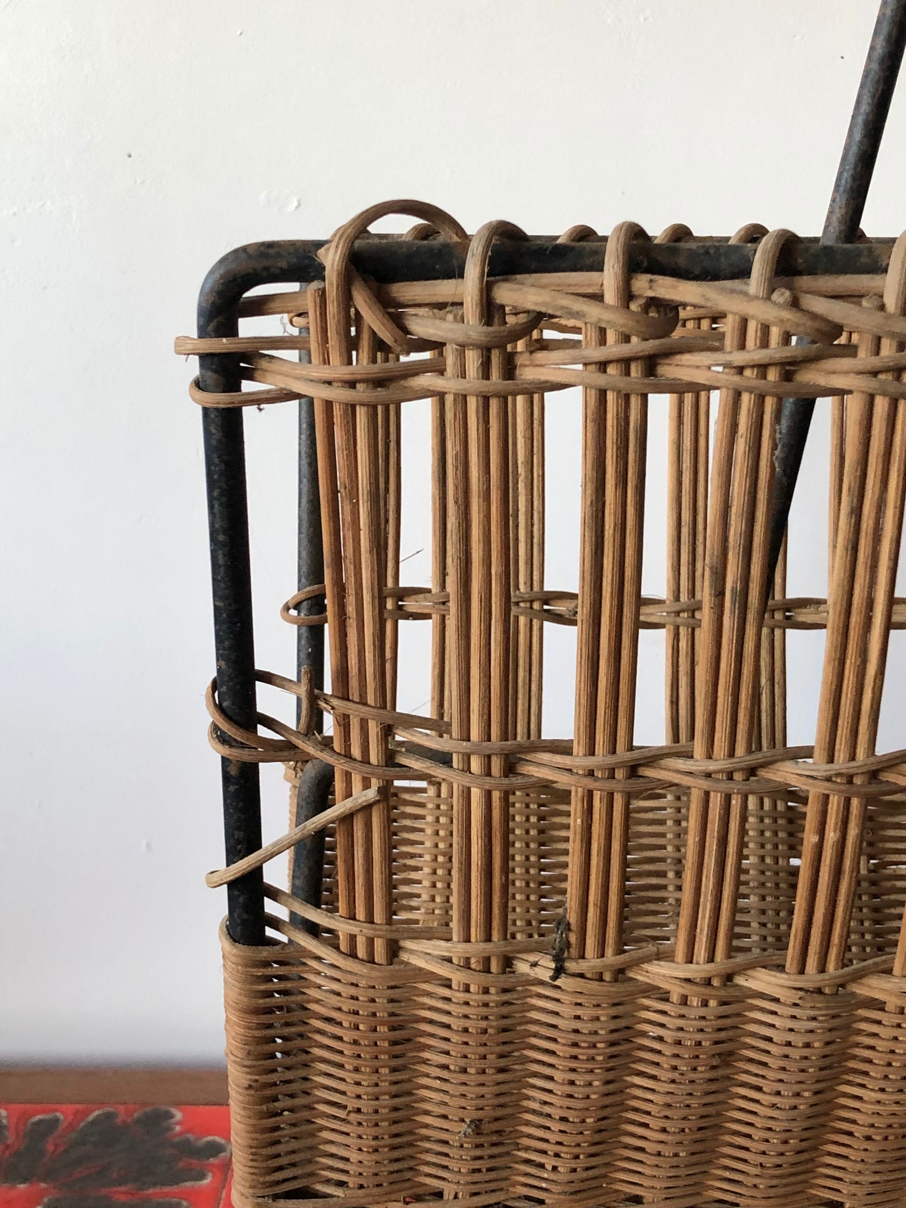 Vintage rattan magazine holder