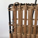 Vintage rattan magazine holder