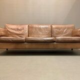 Sofa 3 places leather scandinavian design 1960