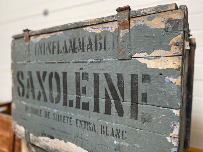 Lot de 6 caisses ou coffre de garage automobile huile Gasoleine Saxoleine 1950’