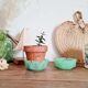 Duo of two candle holders cups in green opaline of water