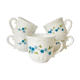 5 cups veronica tea with blue myosotis in white glass from arcopal-80s-retro-vintage