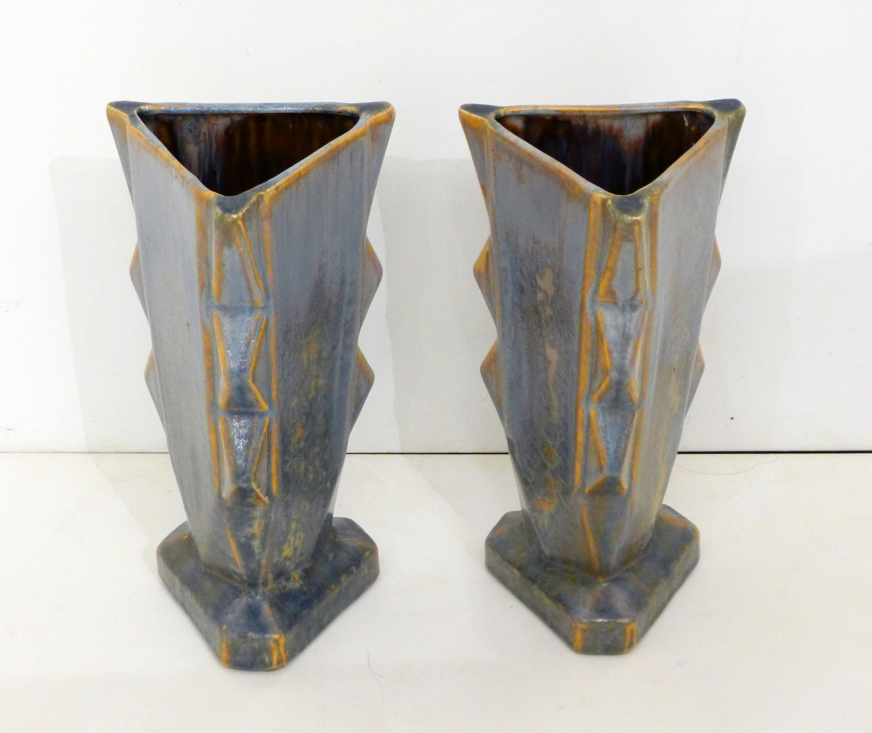 Pair of crystallized Art Deco vases