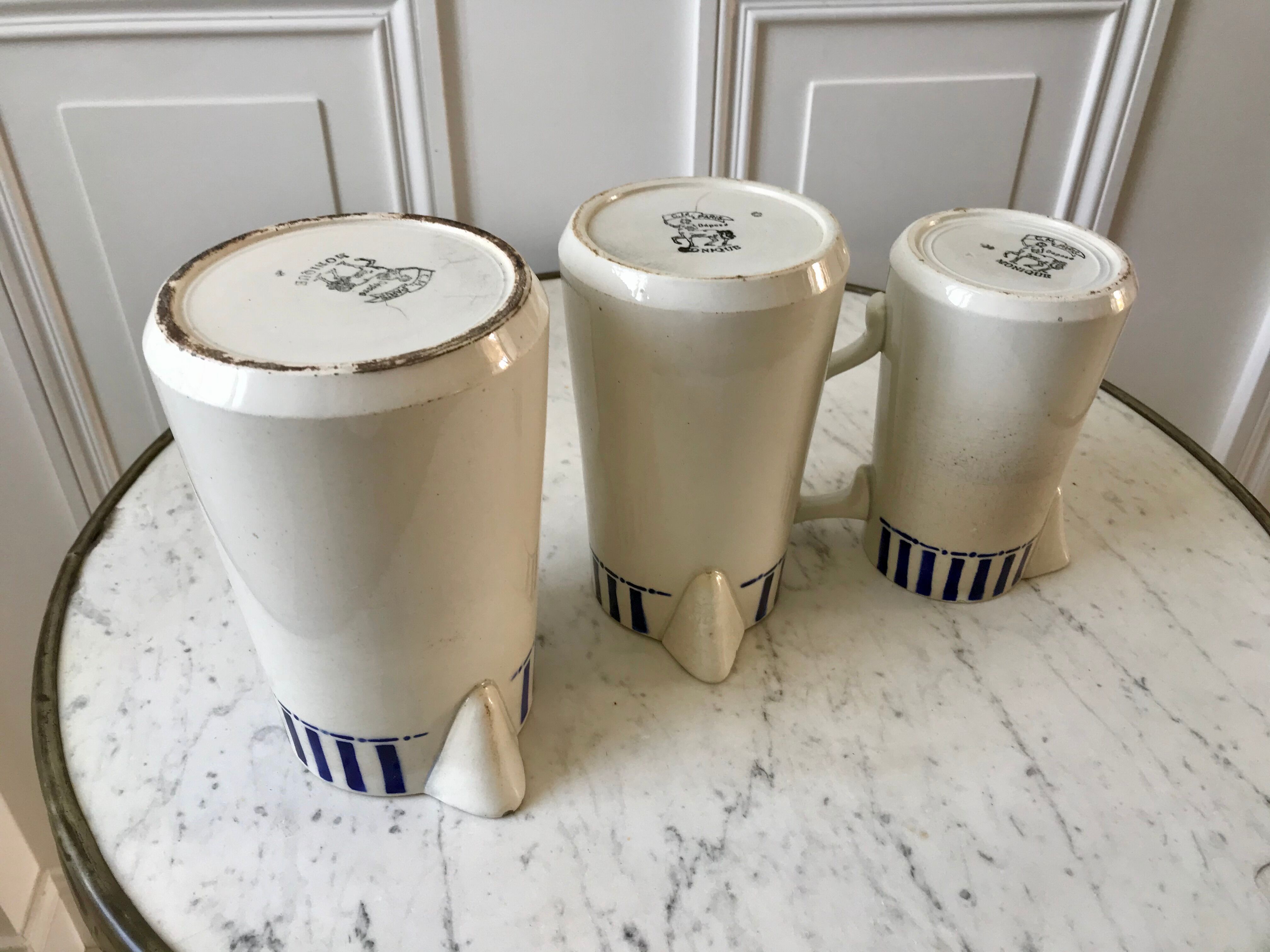 trio of earthenware pitchers CM Paris model "Monique" 30s