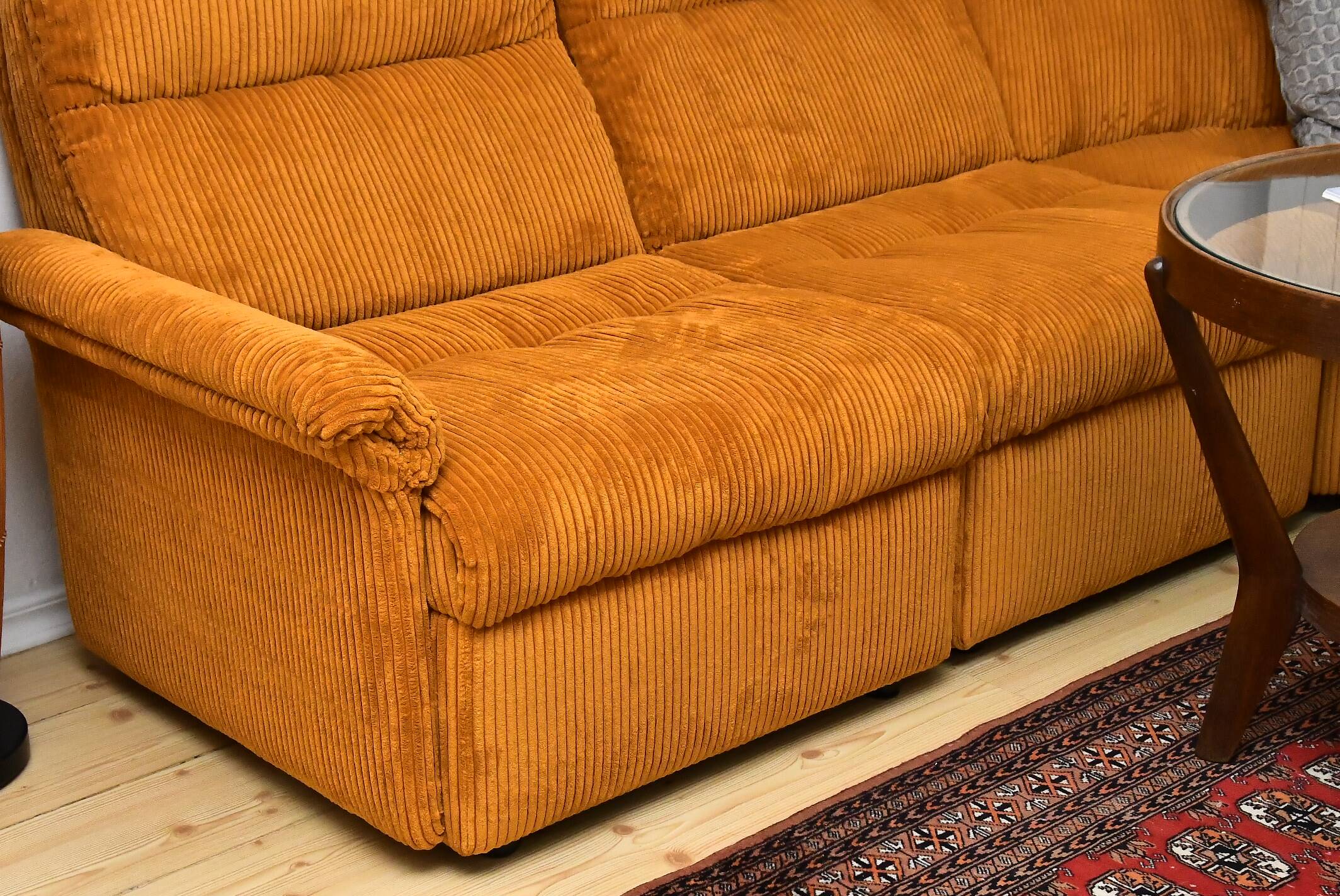 Yellow corduroy modular sofa, 1970s, set of 5