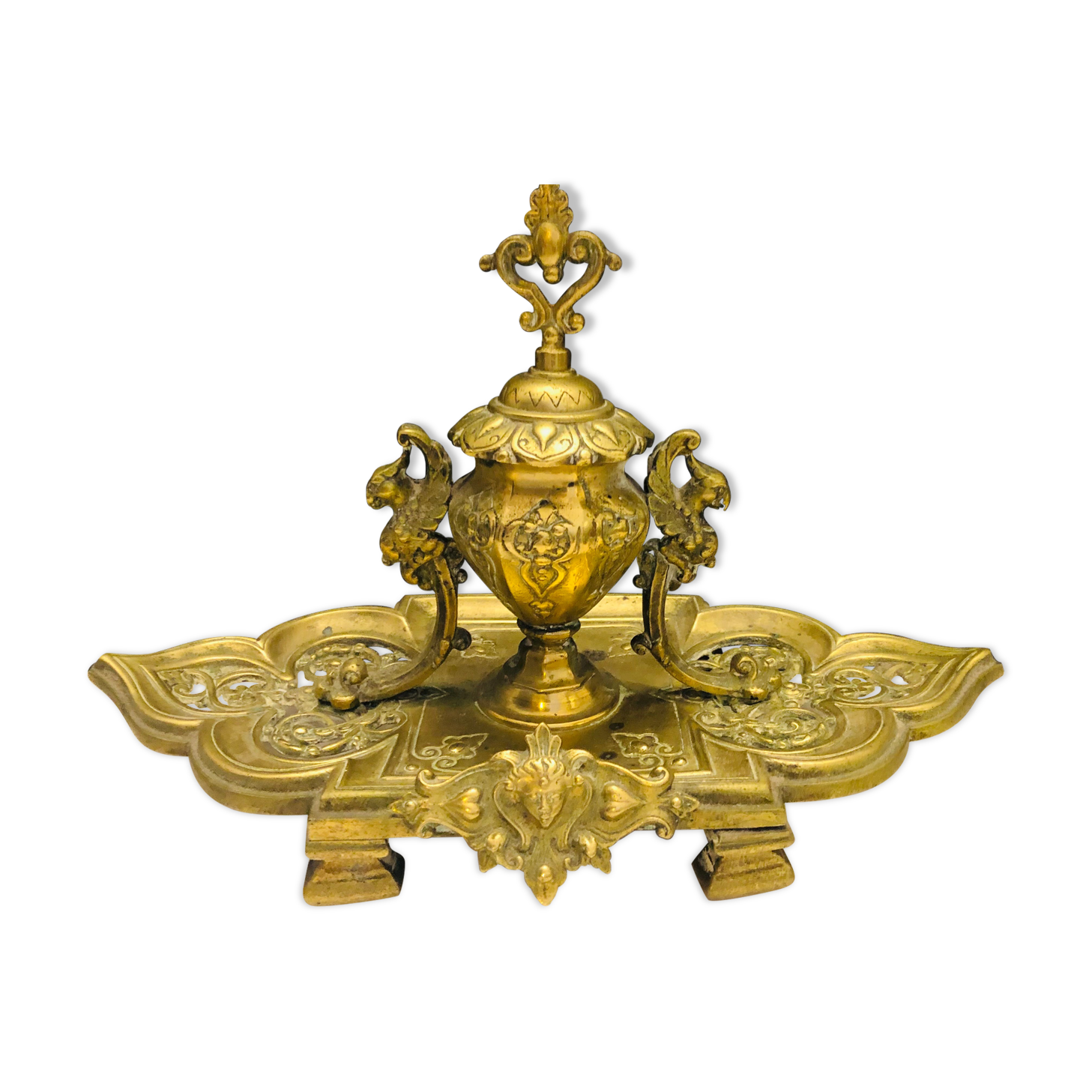 Encrier en bronze doré