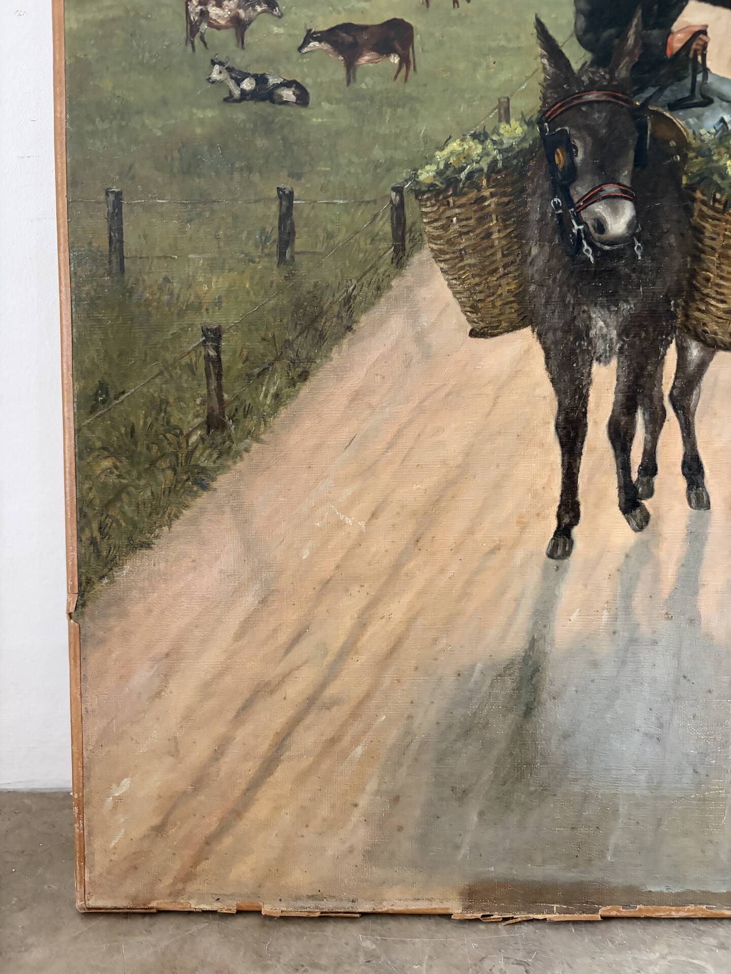 Woman with Donkey, oil on canvas signed 1886